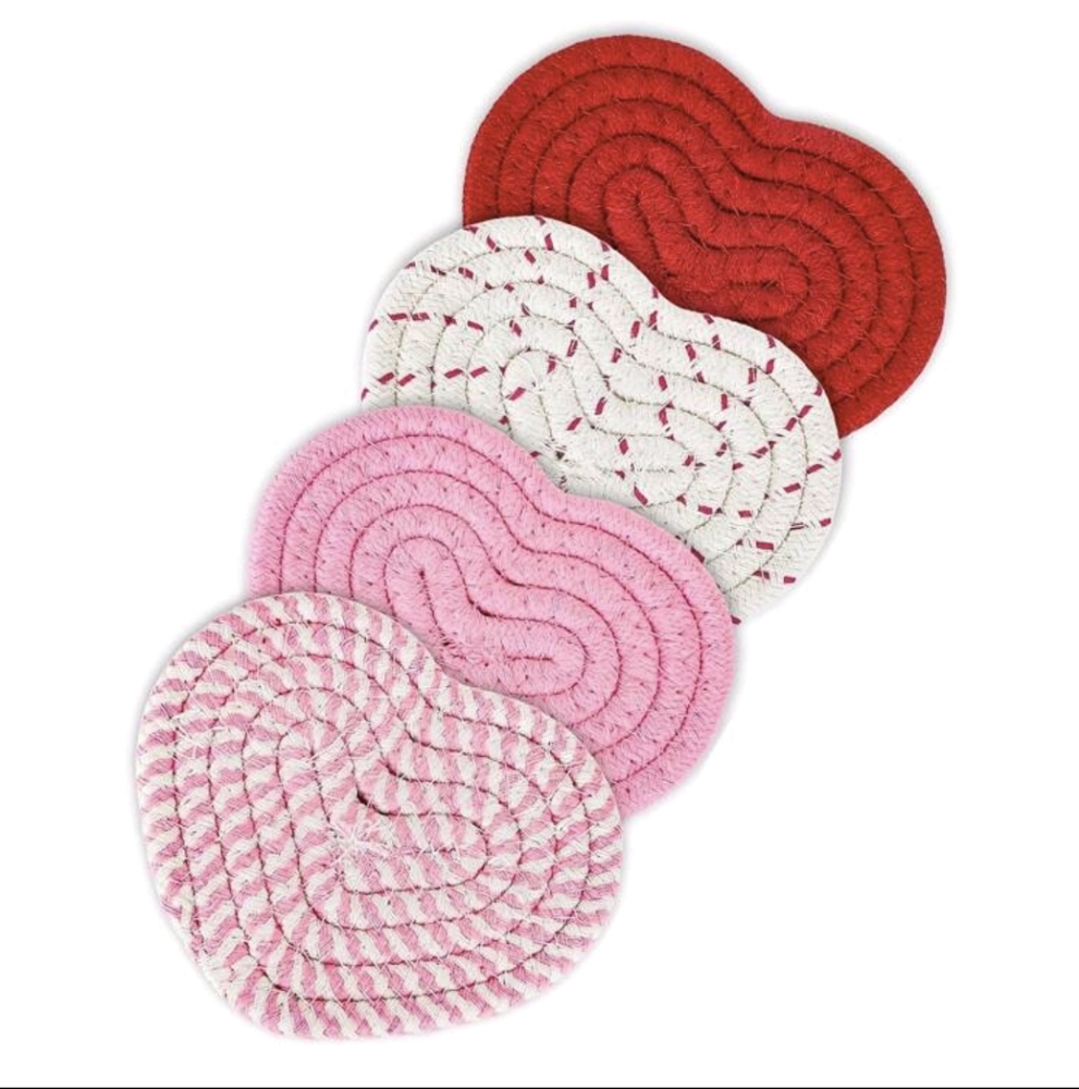 Heart-Shaped Red and Pink Table Linens